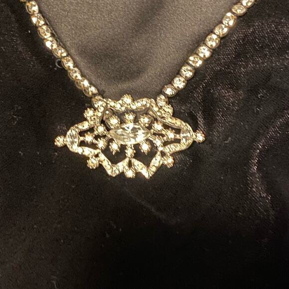 VIP Boutique long velvet prom formal gown spaghetti straps rhinestone bling 4 - Picture 7 of 8